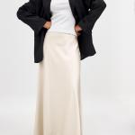 Mid Waist Maxi Satin Skirt