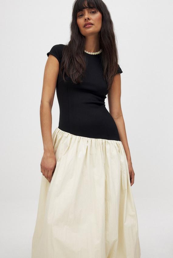 Jersey Ballon Skirt Midi Dress