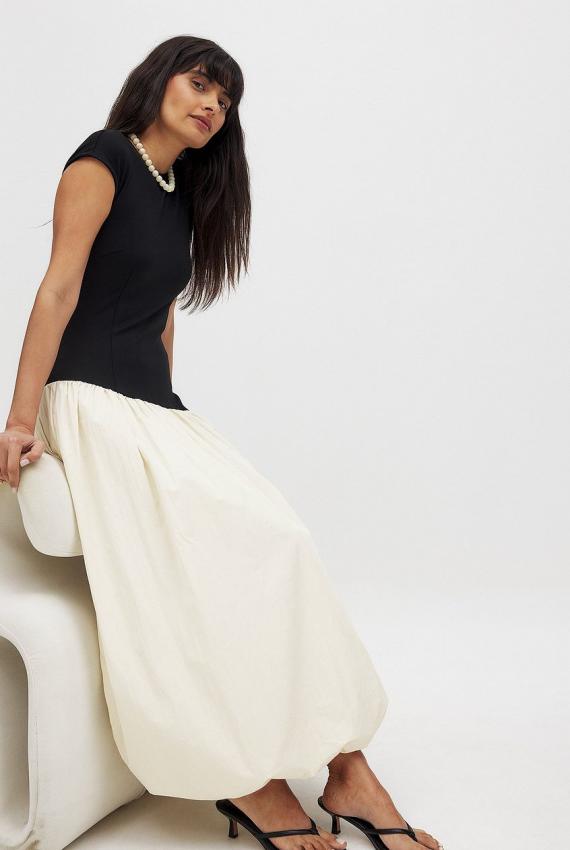 Jersey Ballon Skirt Midi Dress